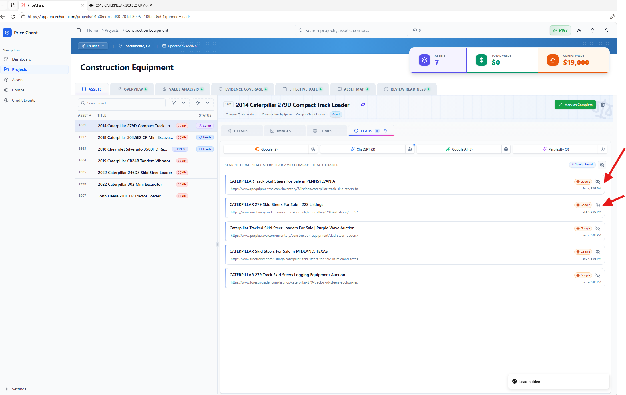 Hide irrelevant results as you review the lead list.