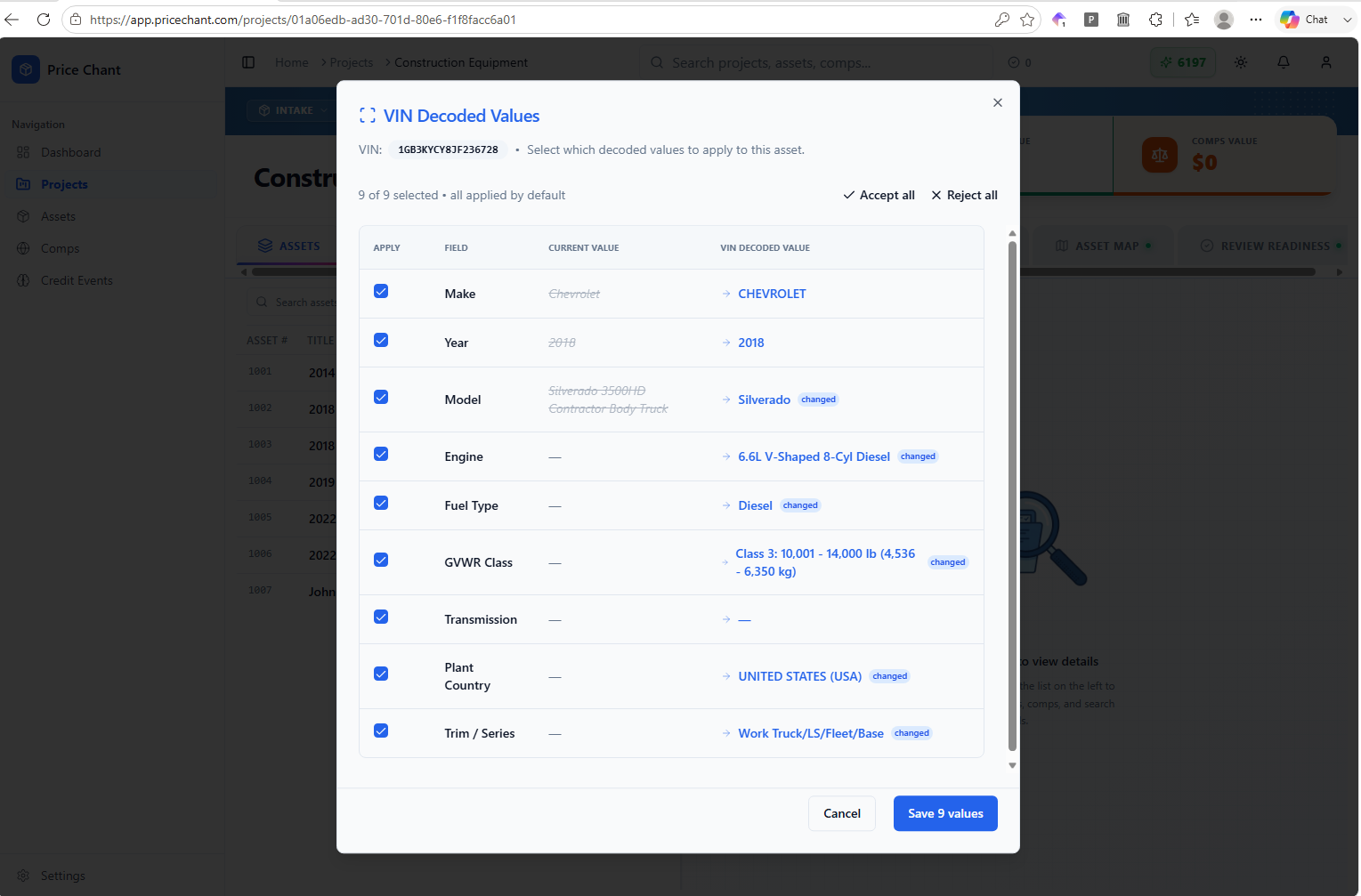 Review each decoded value before saving it to the asset.