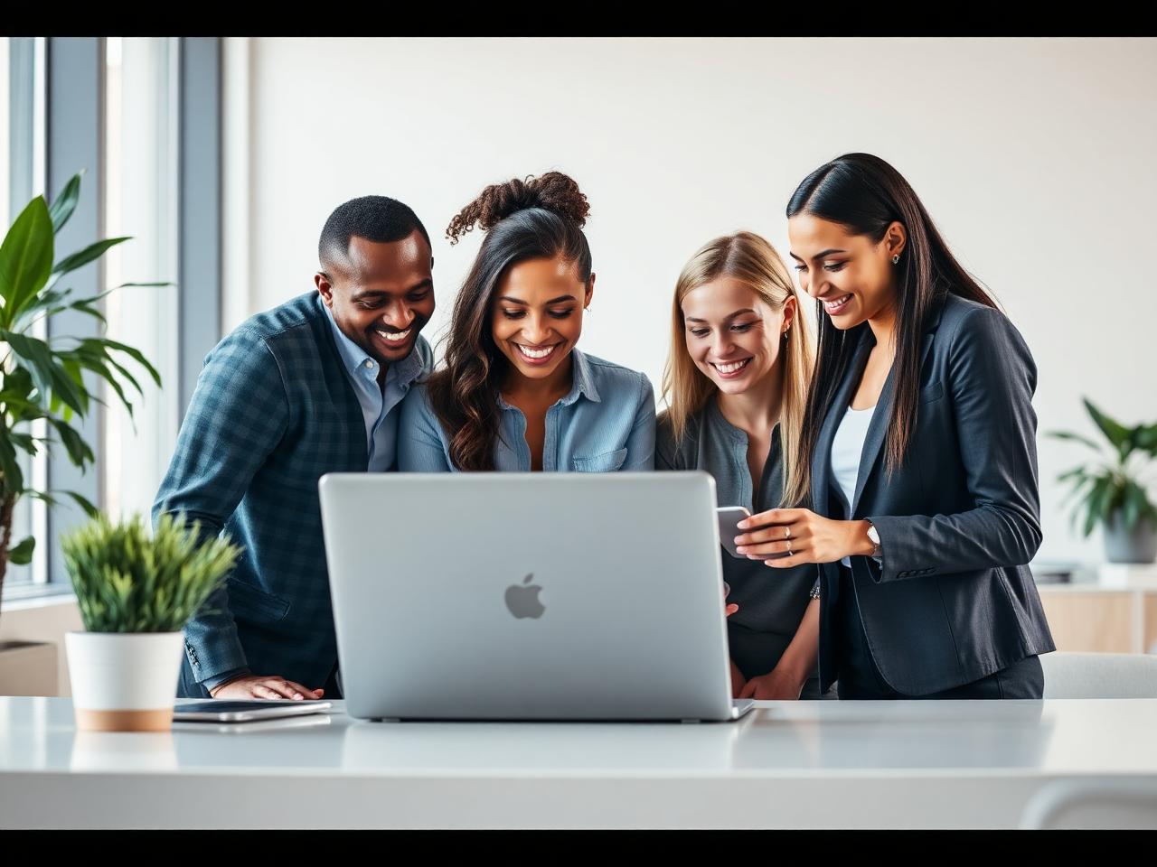 The Comp Chirp team collaborating in the office